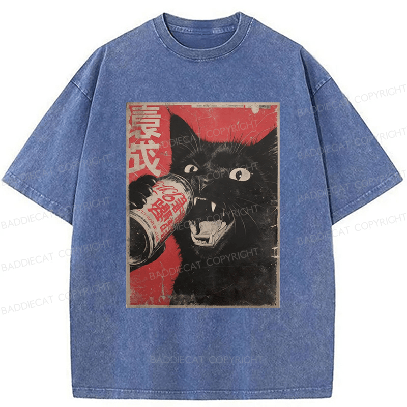 Baddiecat The Cat Beer Washed T-shirt
