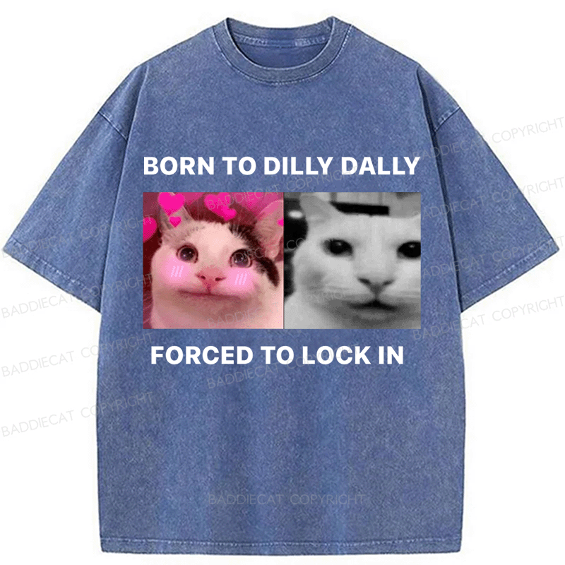 Baddiecat Cat meme Washed T-shirt