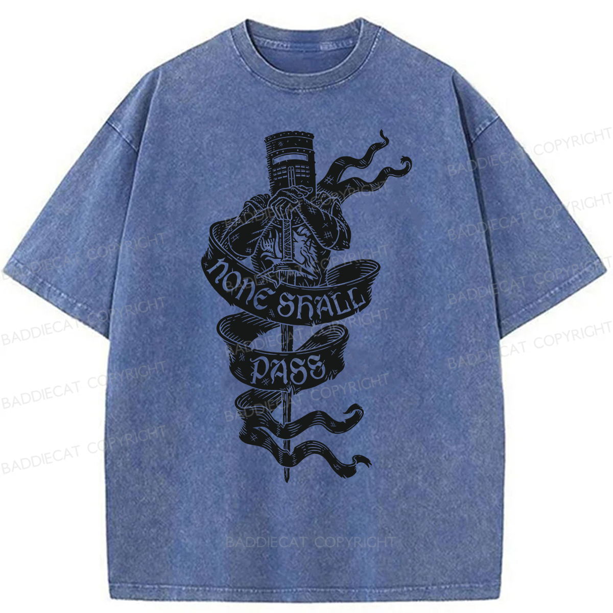 Baddiecat None Shall Pass Washed T-shirt