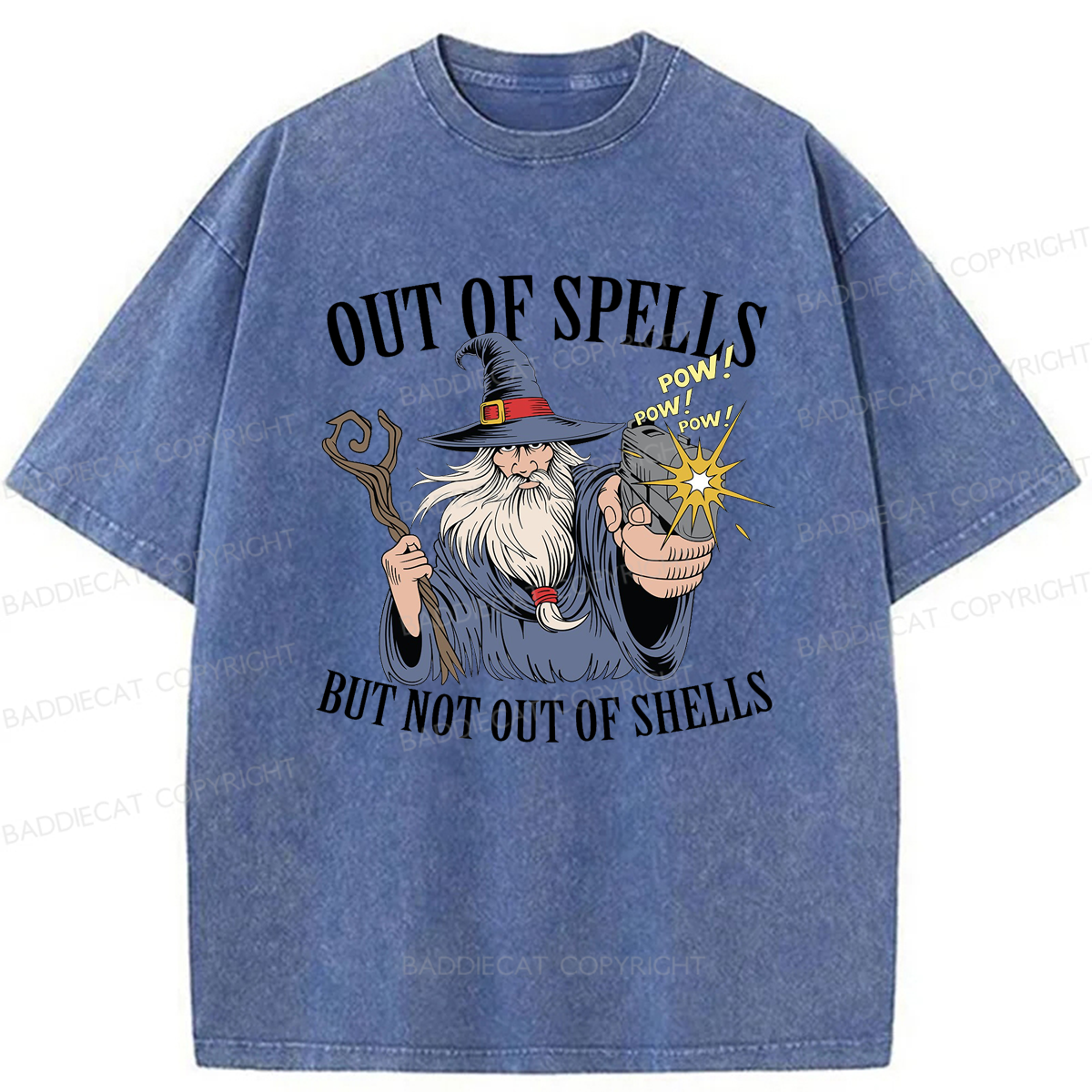 Baddiecat Out Of Spells But Not Out Of Shells Washed T-shirt