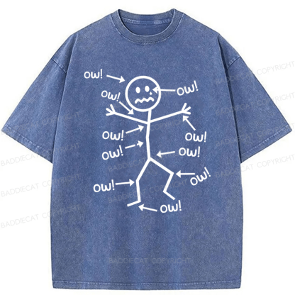 Baddiecat Funny Chronic Pain Awareness Washed T-shirt