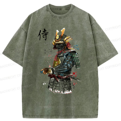 Baddiecat Samurai Watercolor Washed T-shirt