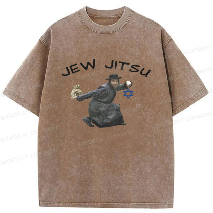 Baddiecat Edgy Jew Jitsu Washed T-shirt