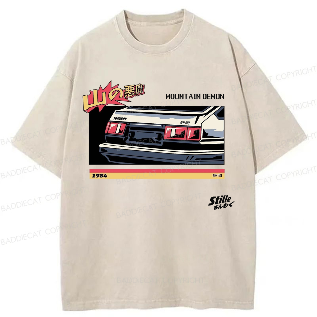 Baddiecat Japanses AE86  Mountain Demon Washed T-shirt