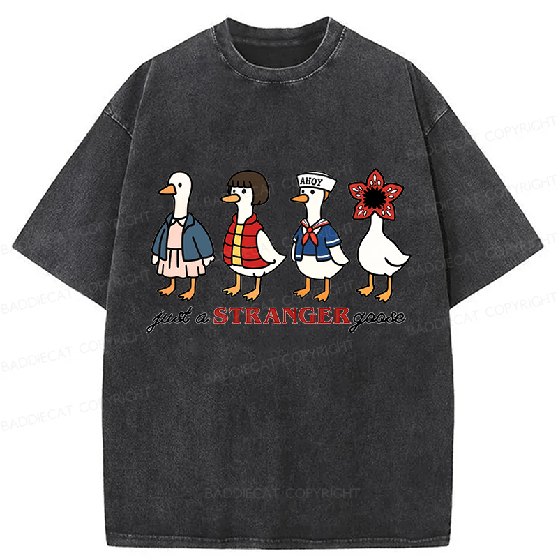 Baddiecat Just A Stranger Goose Washed T-shirt