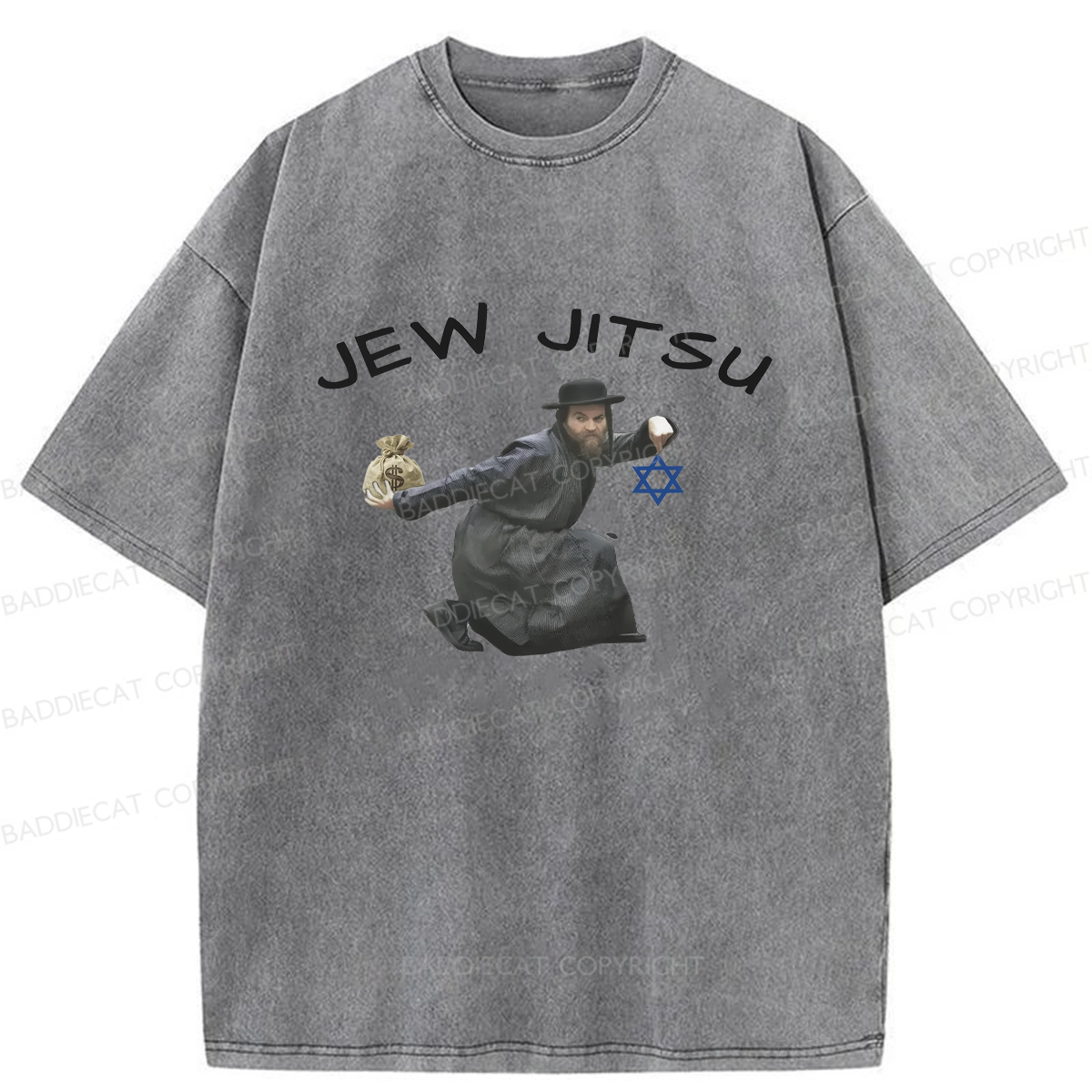 Baddiecat Edgy Jew Jitsu Washed T-shirt