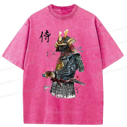 Baddiecat Samurai Watercolor Washed T-shirt