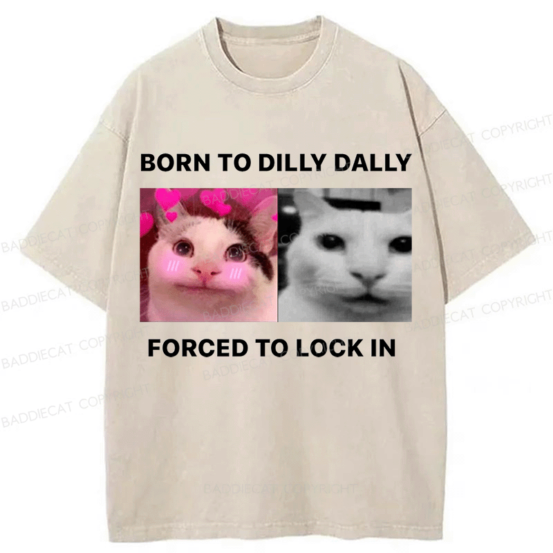 Baddiecat Cat meme Washed T-shirt