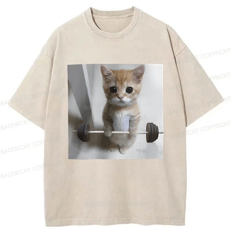Baddiecat Cat Fun Fitness Washed T-shirt