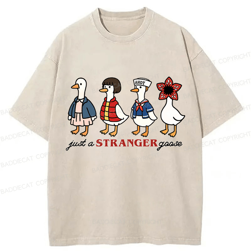 Baddiecat Just A Stranger Goose Washed T-shirt