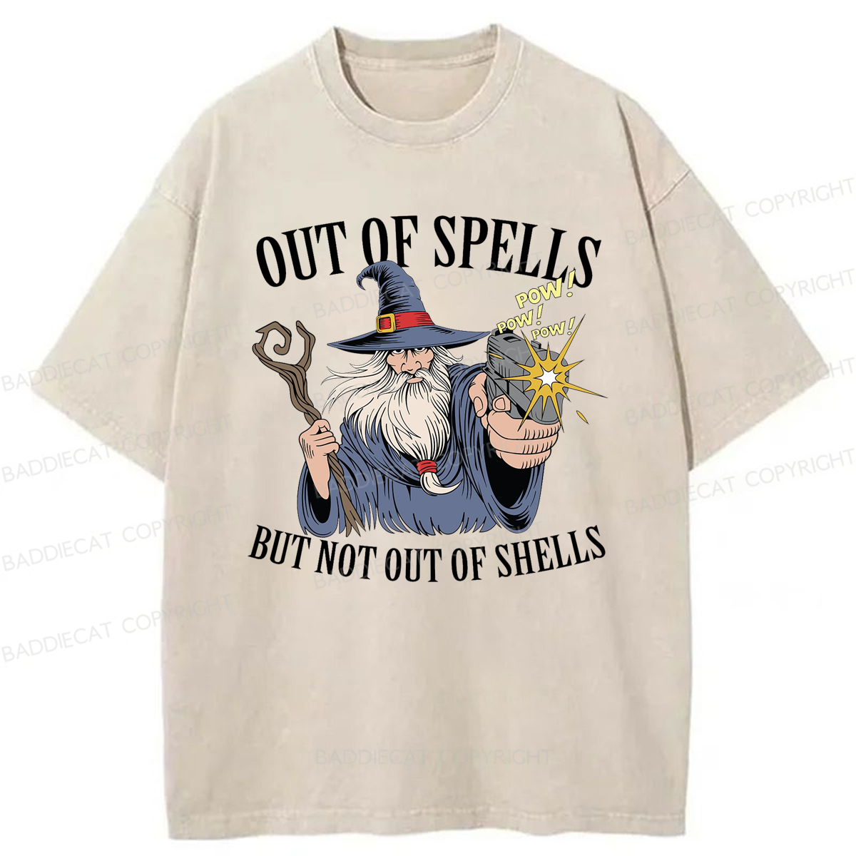 Baddiecat Out Of Spells But Not Out Of Shells Washed T-shirt