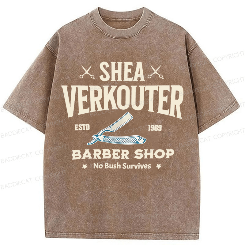 Baddiecat Shea Verkouter Barber Shop Funny Washed T-shirt