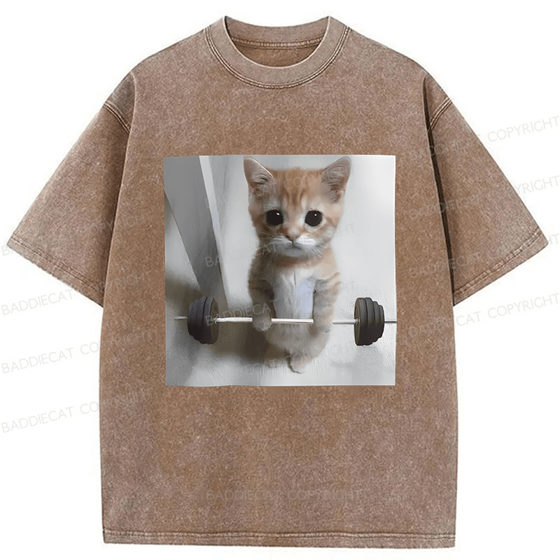 Baddiecat Cat Fun Fitness Washed T-shirt