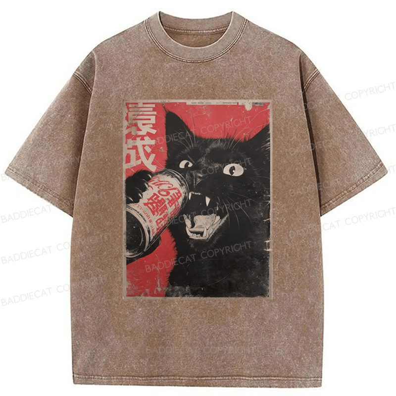 Baddiecat The Cat Beer Washed T-shirt