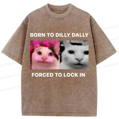 Baddiecat Cat meme Washed T-shirt