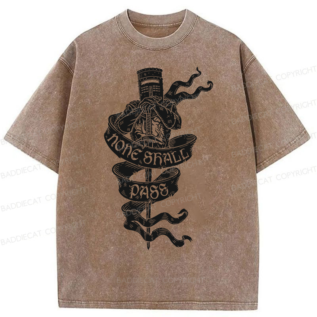 Baddiecat None Shall Pass Washed T-shirt