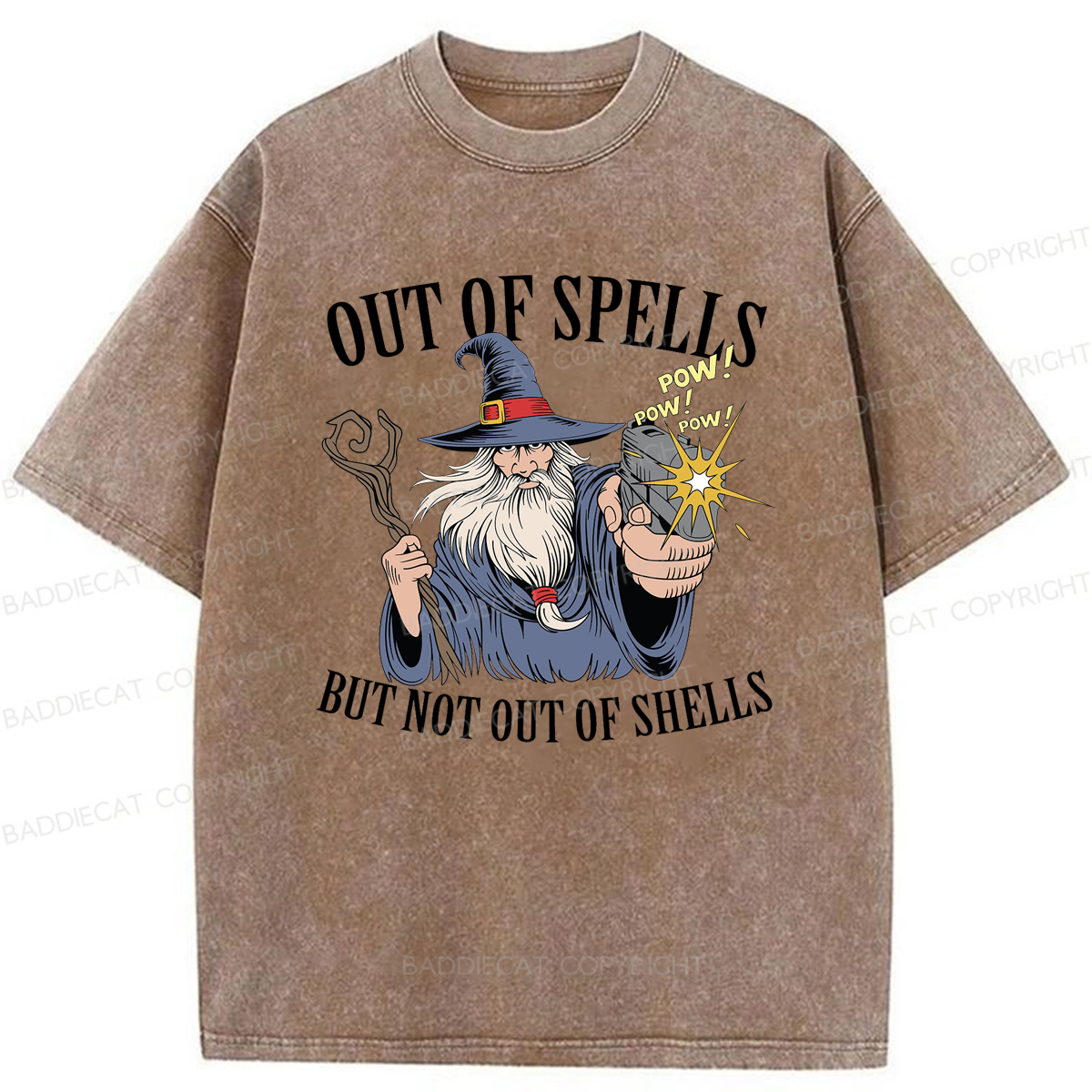 Baddiecat Out Of Spells But Not Out Of Shells Washed T-shirt