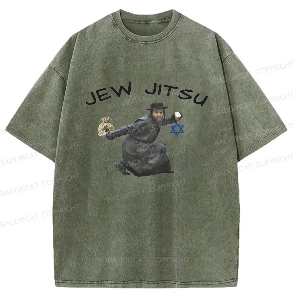 Baddiecat Edgy Jew Jitsu Washed T-shirt
