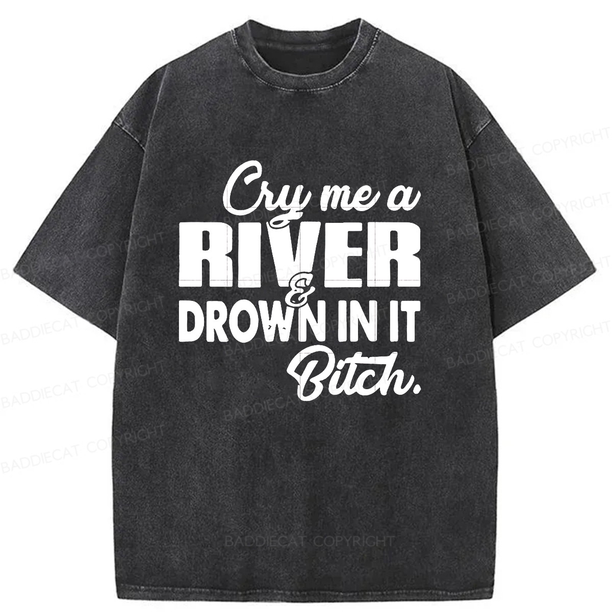 Baddiecat Humorous Washed T-shirt
