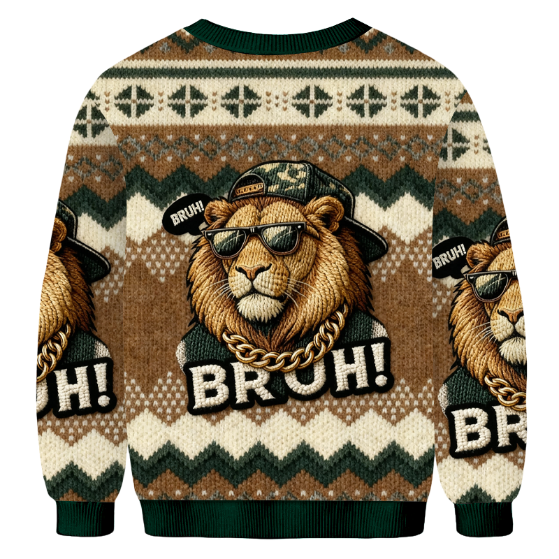 Baddiecat The Lion Broh Christmas Ugly Sweatshirt