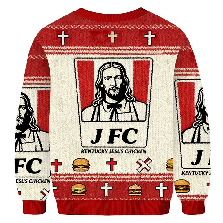 Baddiecat JFC Kentucky Jesus Chicken Christmas Ugly Sweatshirt