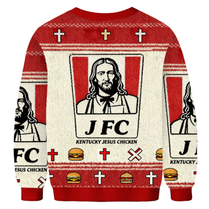 Baddiecat JFC Kentucky Jesus Chicken Christmas Ugly Sweatshirt