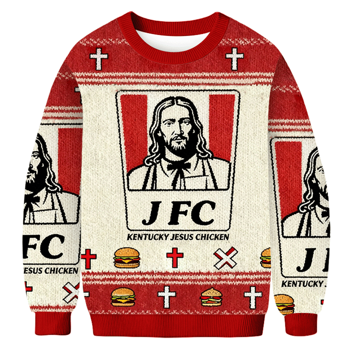 Baddiecat JFC Kentucky Jesus Chicken Christmas Ugly Sweatshirt