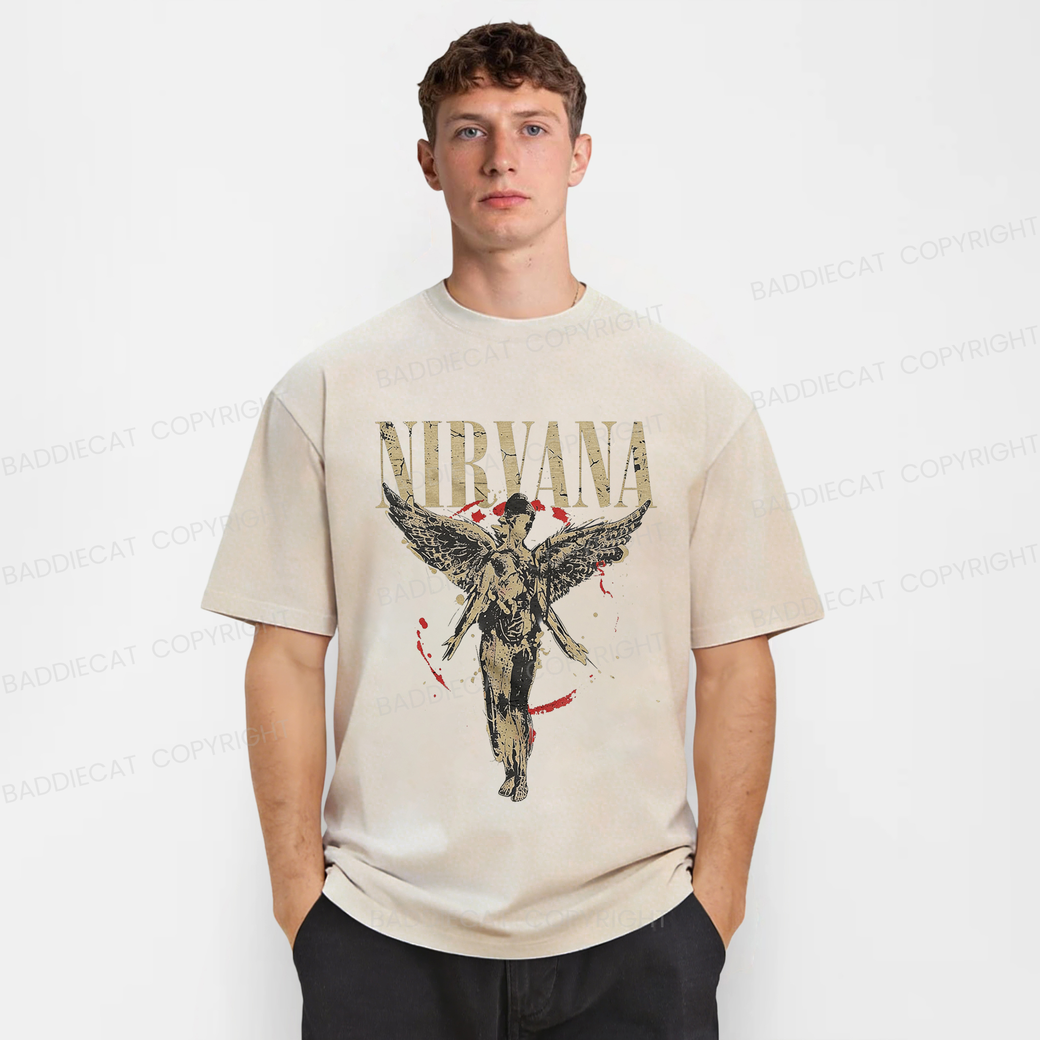 Baddiecat Grayce Nirvana in Utero Angel Splatter Washed T-shirt