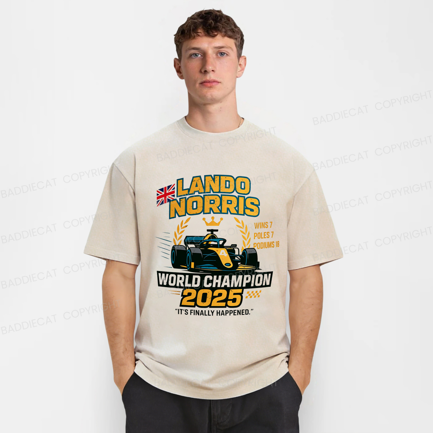 Baddiecat Lando Norris 2025 World Champion Washed T-shirt