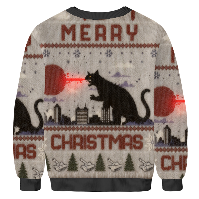 Baddiecat Cat-Zilla Christmas Ugly Sweatshirt