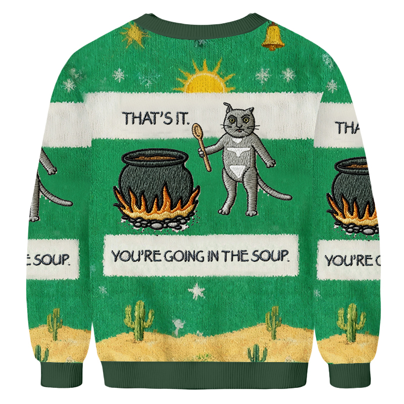 Baddiecat Cannibal Cat Christmas Ugly Sweatshirt