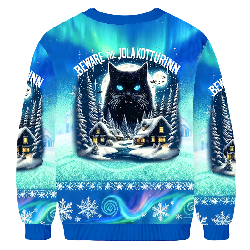 Baddiecat BEWARE THE JOLAKOTTURINN Christmas Ugly Sweatshirt