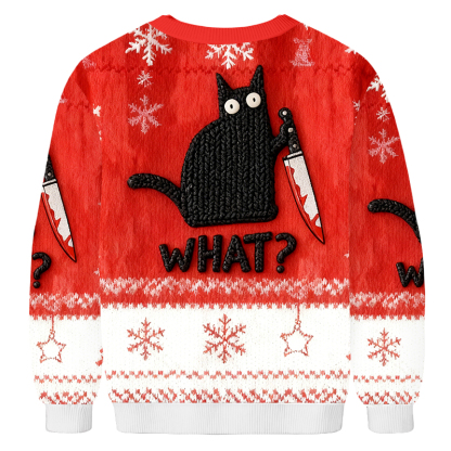 Baddiecat What Black Cat  Christmas Ugly Sweatshirt