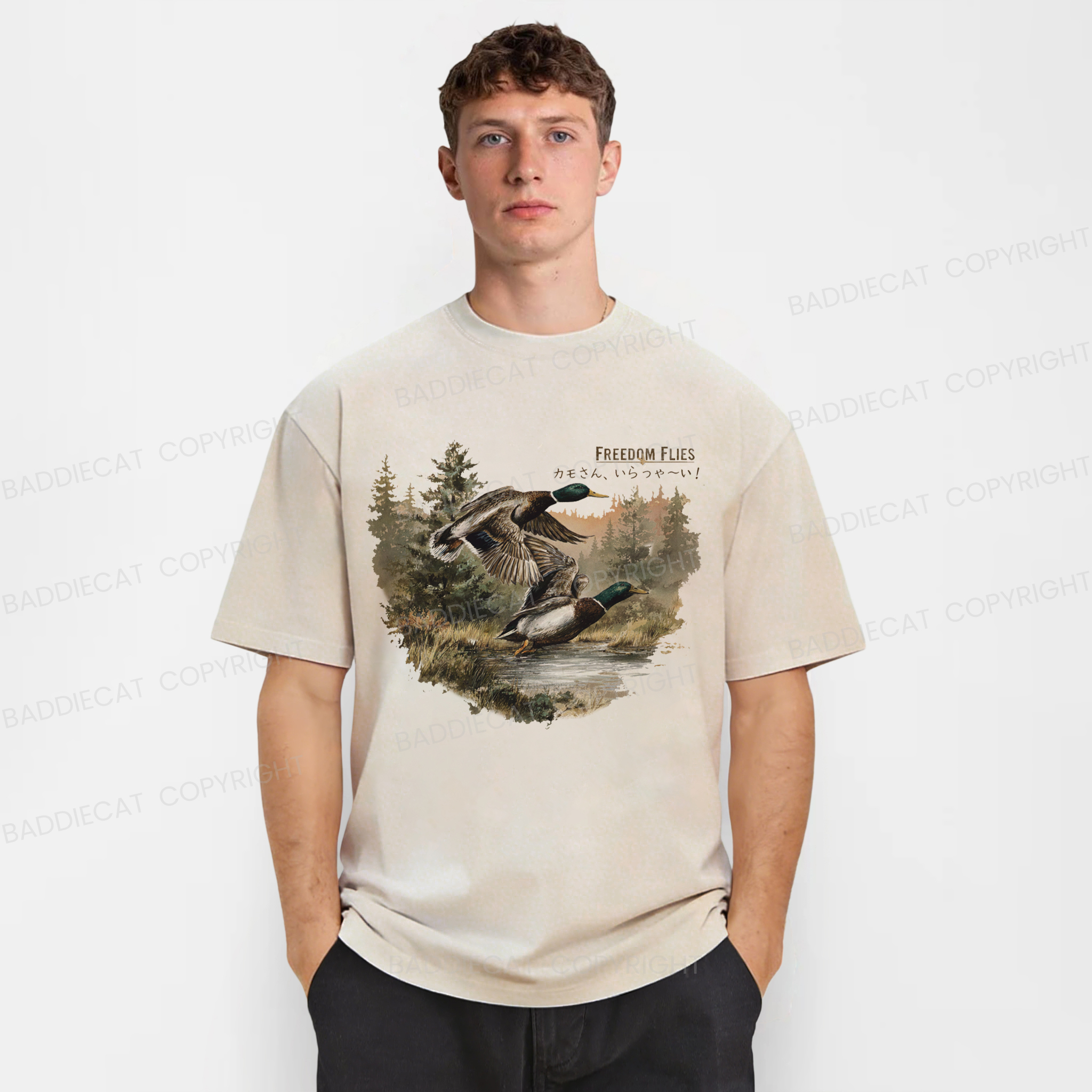 Baddiecat Mallard Ducks Washed T-shirt