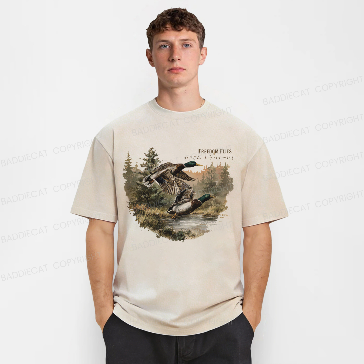 Baddiecat Mallard Ducks Washed T-shirt