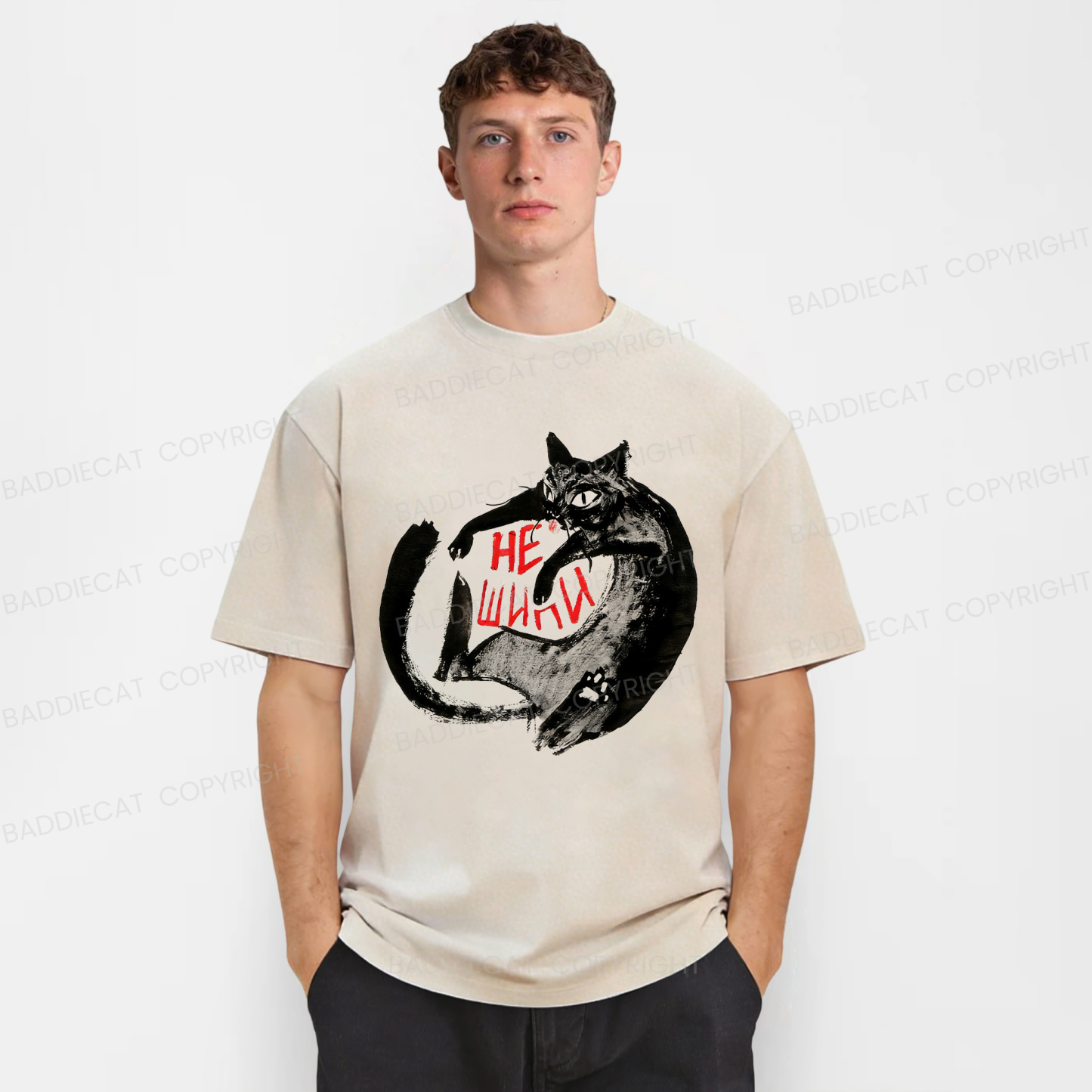 Baddiecat Don't Hiss Washed T-shirt