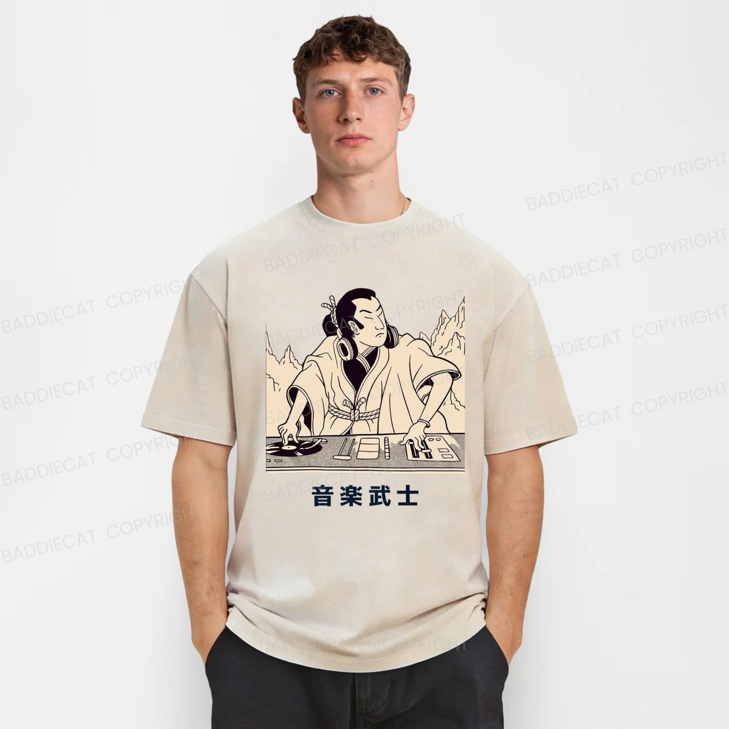 Baddiecat Japanese Musical Warrior Washed T-shirt