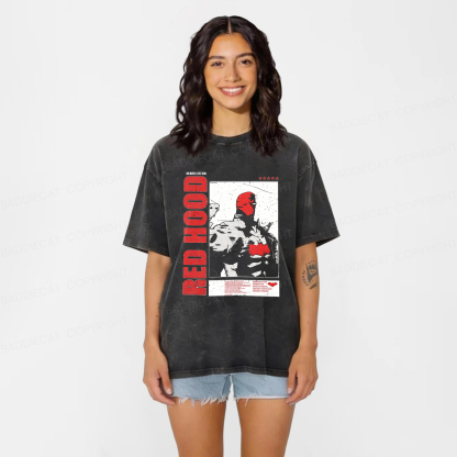 Baddiecat Red Hood Pattern Washed T-shirt
