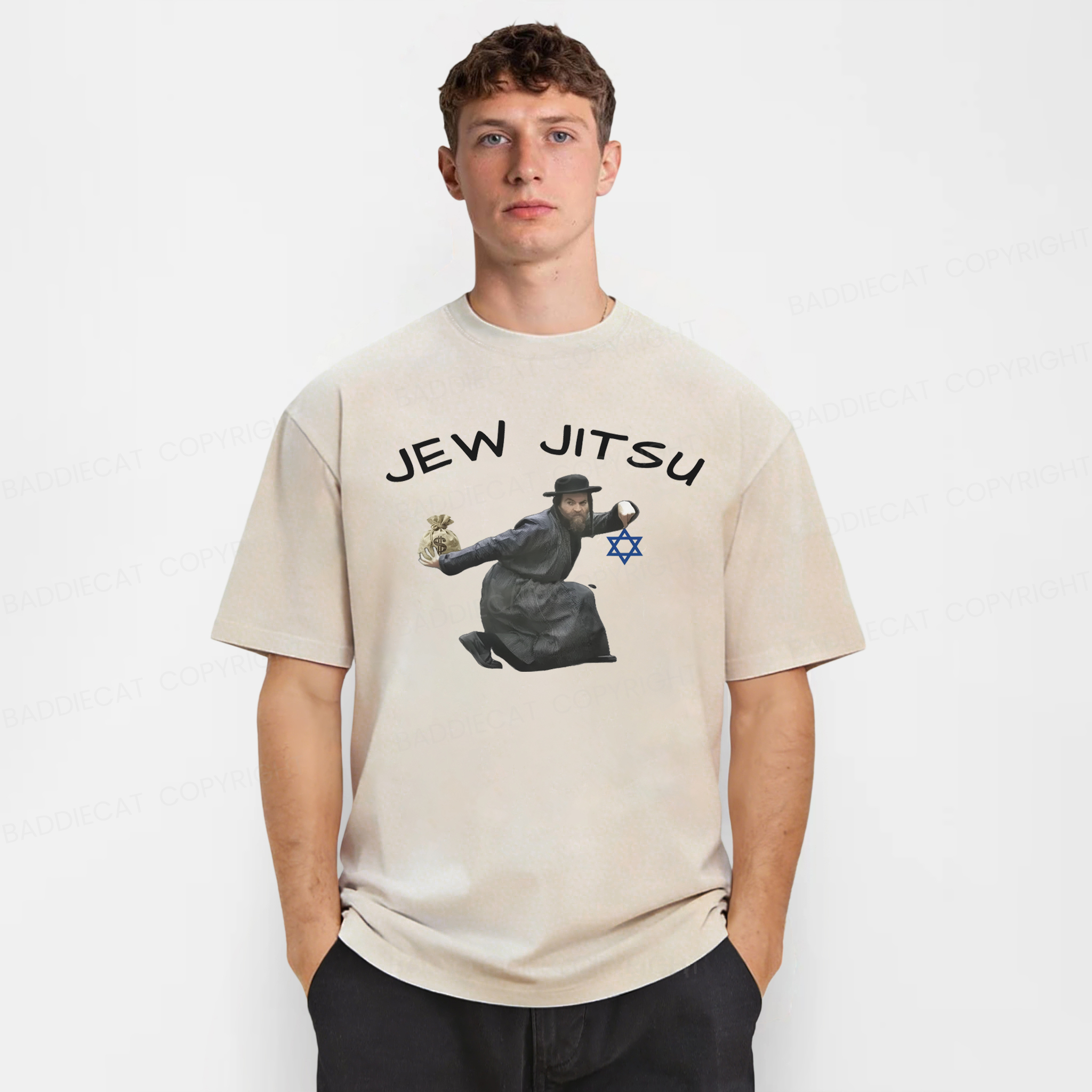 Baddiecat Edgy Jew Jitsu Washed T-shirt