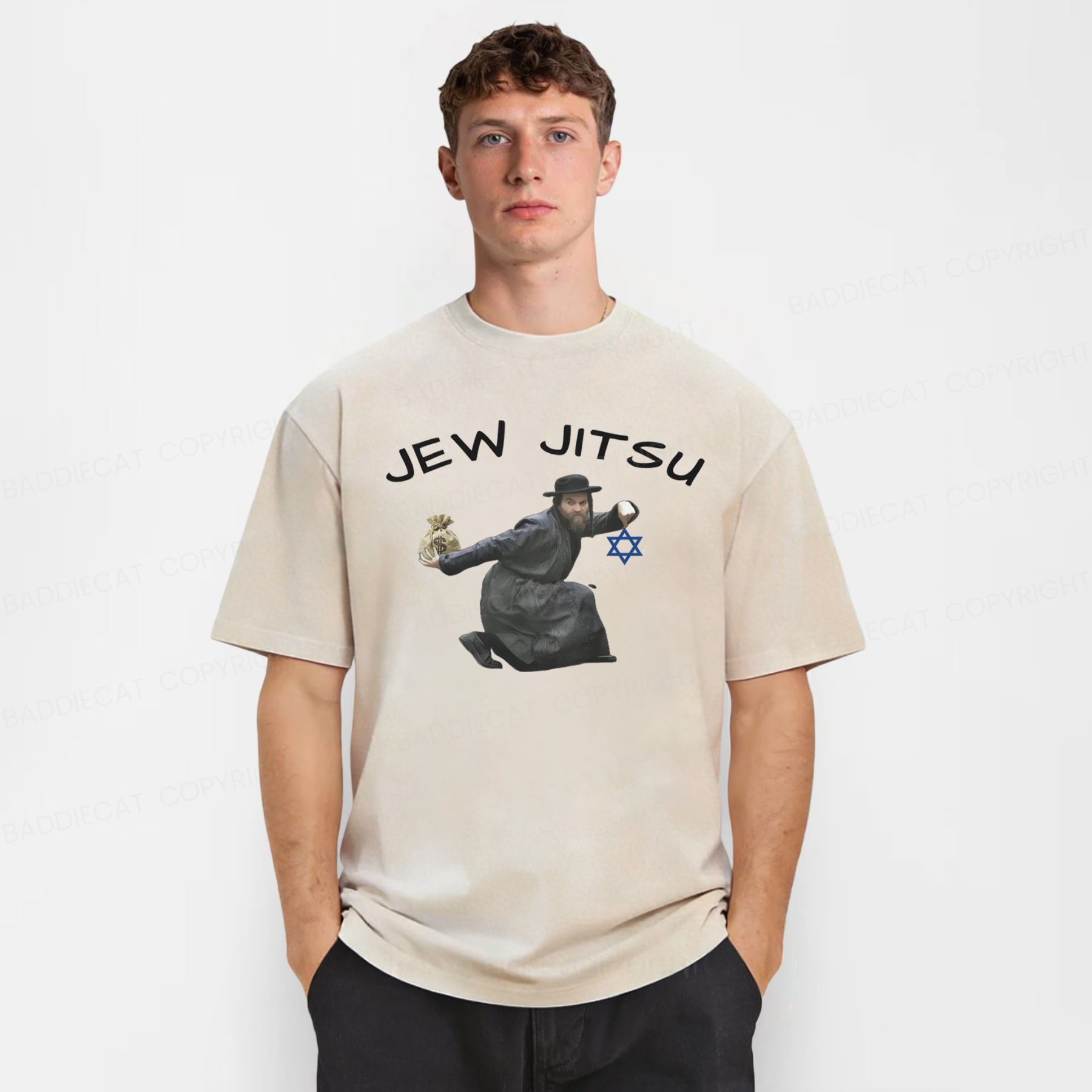 Baddiecat Edgy Jew Jitsu Washed T-shirt