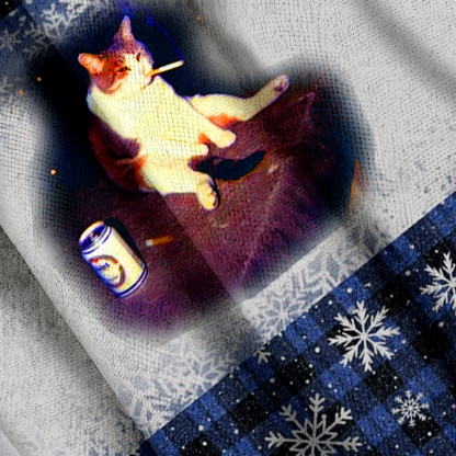 Melancholy Smoking Cat Fun Christmas Ugly Sweatshirt