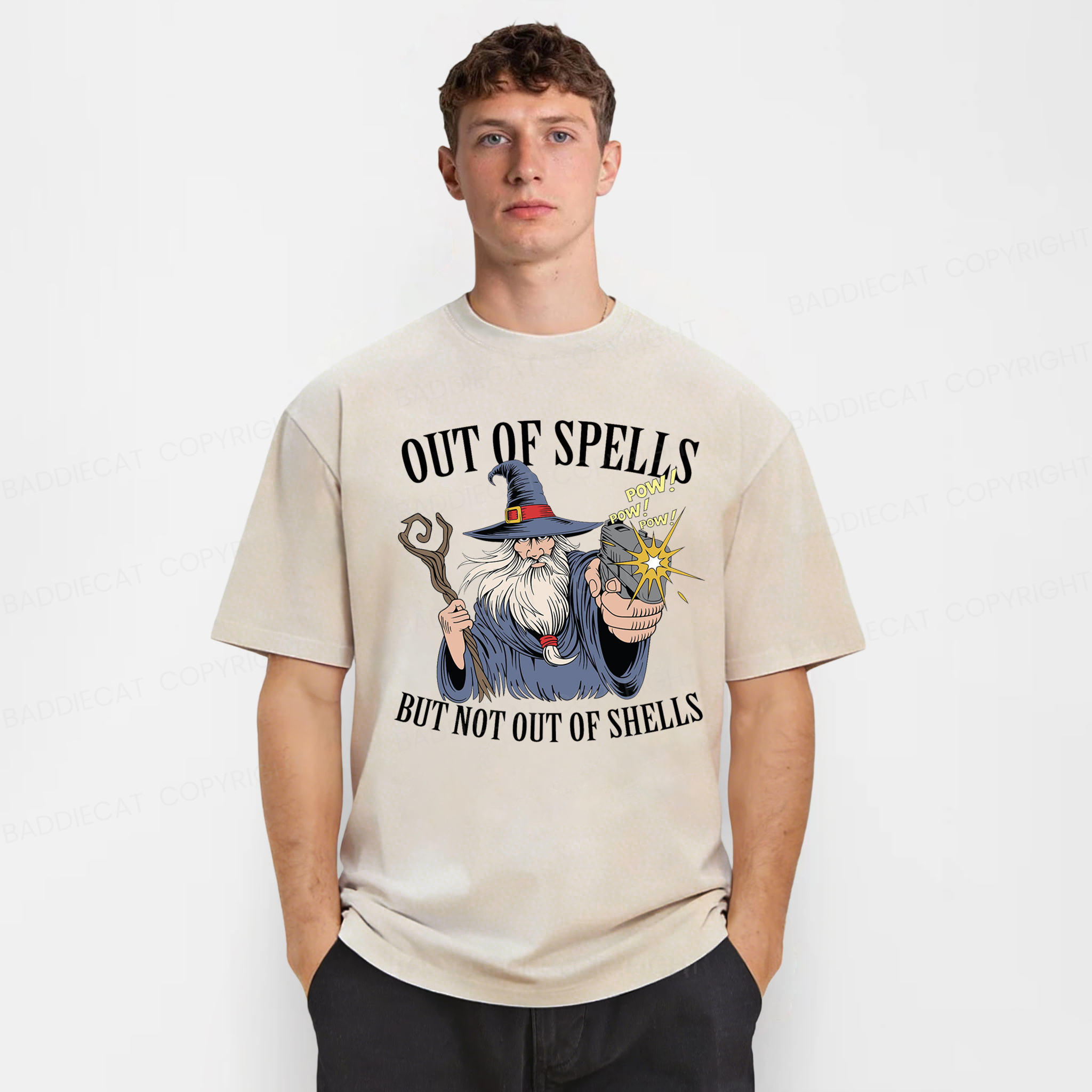 Baddiecat Out Of Spells But Not Out Of Shells Washed T-shirt