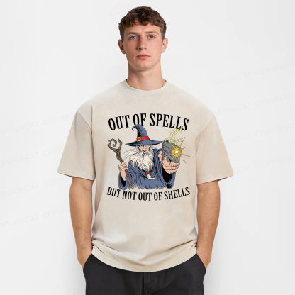 Baddiecat Out Of Spells But Not Out Of Shells Washed T-shirt