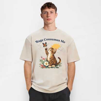 Baddiecat Rage Consumes Me Cute Cat Washed T-shirt