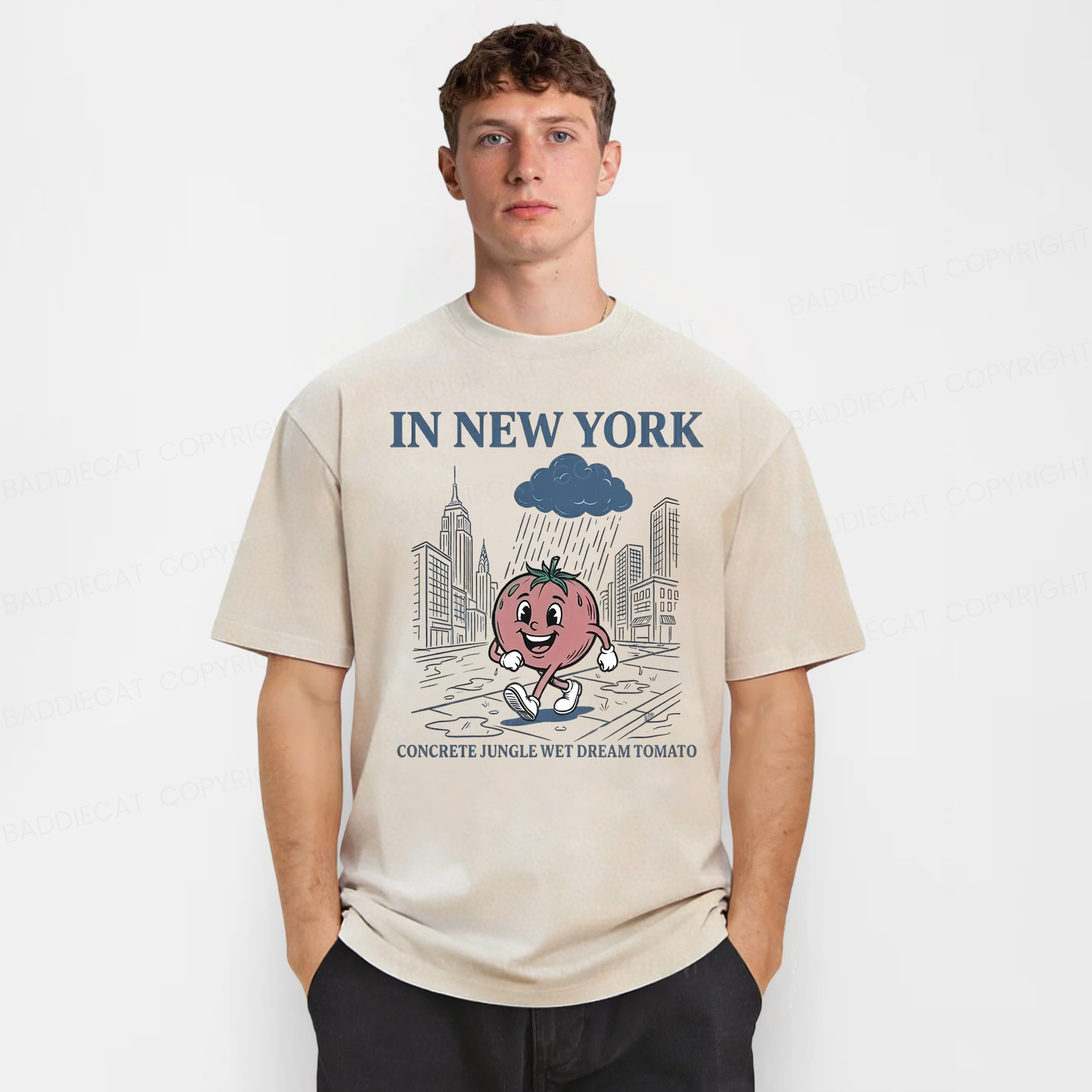 Baddiecat In New York Concrete Jungle Wet Dream Tomato Washed T-shirt