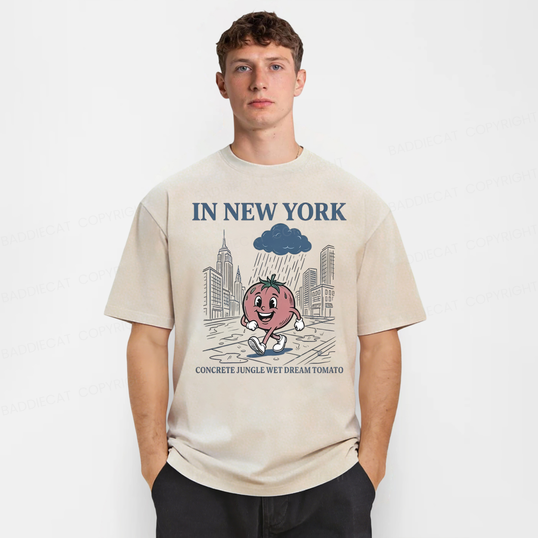 Baddiecat In New York Concrete Jungle Wet Dream Tomato Washed T-shirt