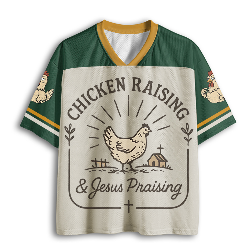 Baddiecat Chicken Raising Jesus Praising Mesh Jersey