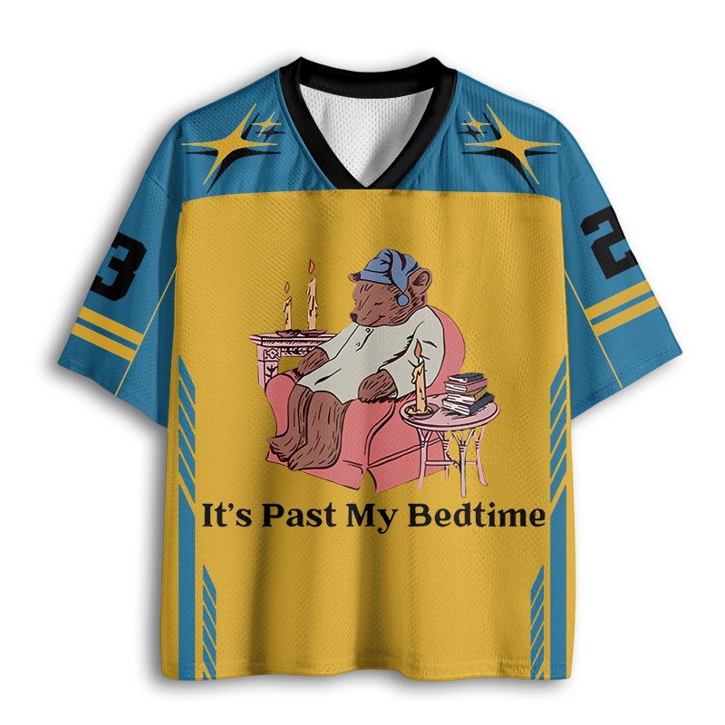 Baddiecat It's Past My Bedtime Funny Sleepy Bear Mesh Jersey