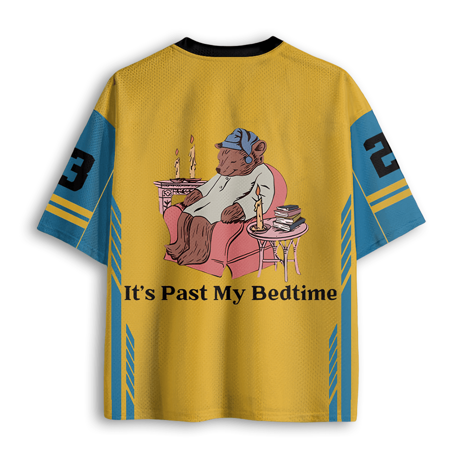 Baddiecat It's Past My Bedtime Funny Sleepy Bear Mesh Jersey