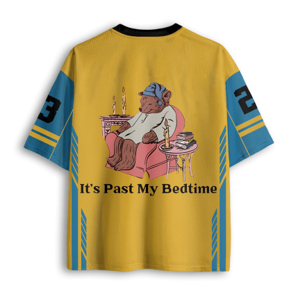 Baddiecat It's Past My Bedtime Funny Sleepy Bear Mesh Jersey